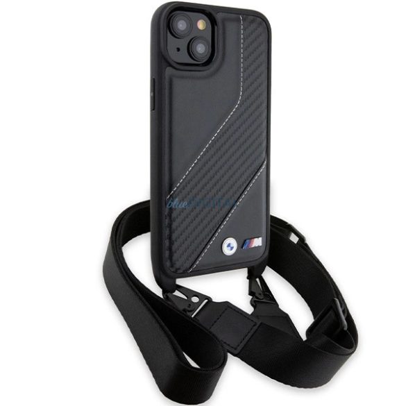 BMW M Edition Carbon Stripe & Strap tok iPhone 15 Plus / 14 Plus - fekete