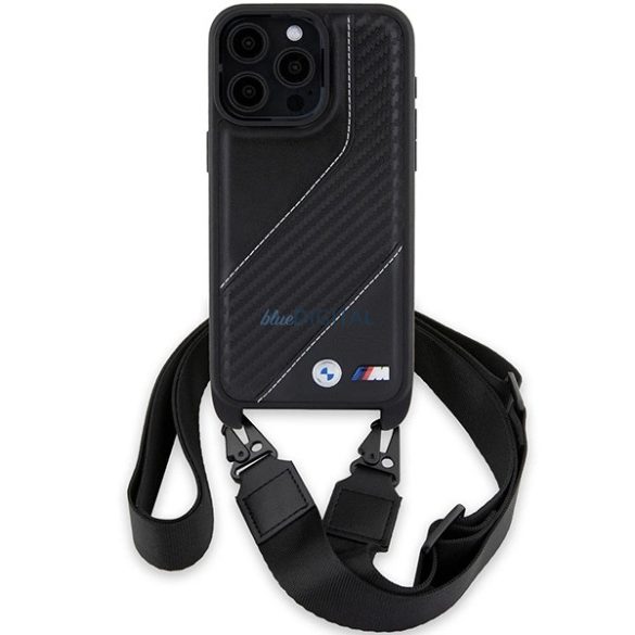 BMW M Edition Carbon Stripe & Strap tok iPhone 15 Pro Max - fekete