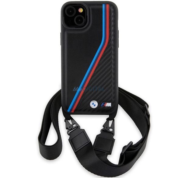 BMW M Edition Carbon Tricolor Lines & Strap tok iPhone 15/14/13 - fekete