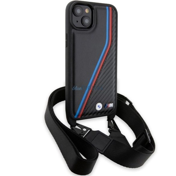 BMW M Edition Carbon Tricolor Lines & Strap tok iPhone 15/14/13 - fekete