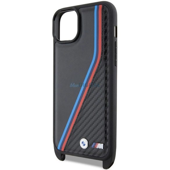 BMW M Edition Carbon Tricolor Lines & Strap tok iPhone 15 Plus / 14 Plus - fekete