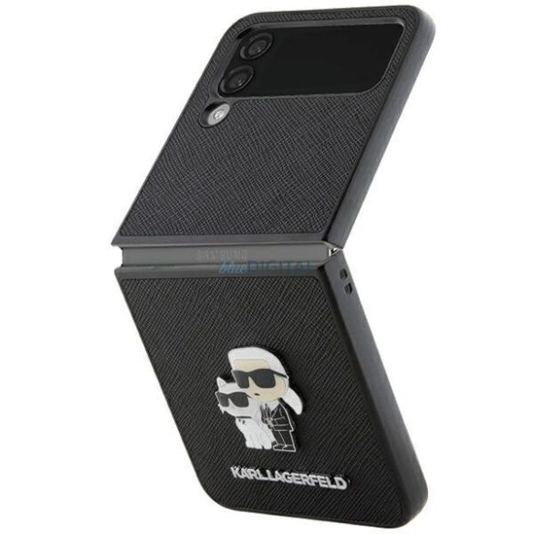 Karl Lagerfeld Saffiano Karl&Choupette Pin tok Samsung Galaxy Z Flip 4 - fekete