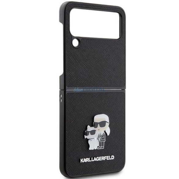 Karl Lagerfeld Saffiano Karl&Choupette Pin tok Samsung Galaxy Z Flip 4 - fekete