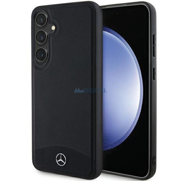 Mercedes Leather Textured & Plain MagSafe kompatibilis tok Samsung Galaxy S24 - fekete