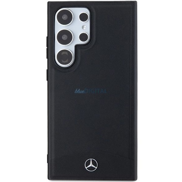 Mercedes Leather Textured & Plain MagSafe kompatibilis tok Samsung Galaxy S24 Ultra - fekete
