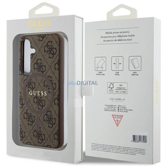 Guess 4G Collection Leather Metal Logo MagSafe tok Samsung Galaxy S24 - barna