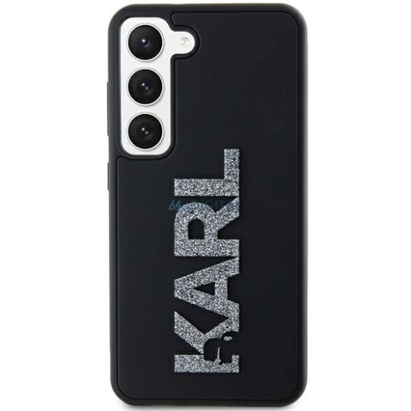 Karl Lagerfeld 3D Rubber Glitter Logo tok Samsung Galaxy S23 - fekete