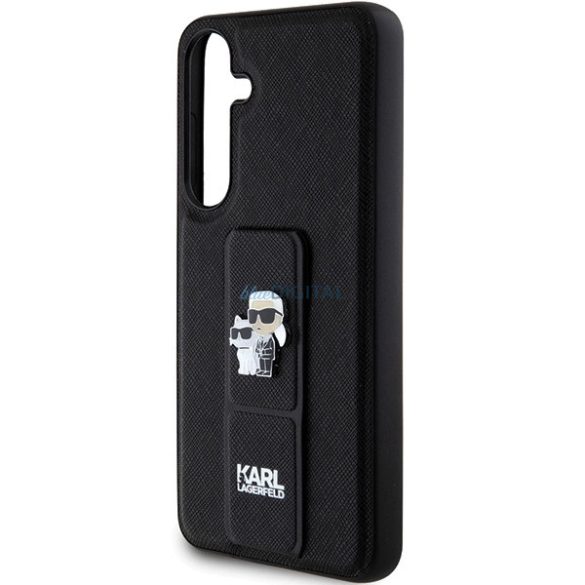 Karl Lagerfeld Gripstand Saffiano Karl&Choupette Pins tok Samsung Galaxy S24 Plus - fekete