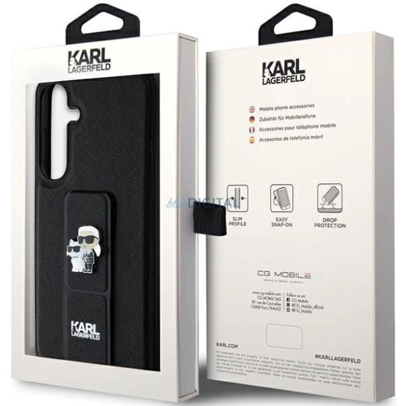 Karl Lagerfeld Gripstand Saffiano Karl&Choupette Pins tok Samsung Galaxy S24 Plus - fekete