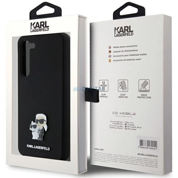 Karl Lagerfeld Silicone Karl&Choupette Metal Pin tok Samsung Galaxy S23 Plus - fekete