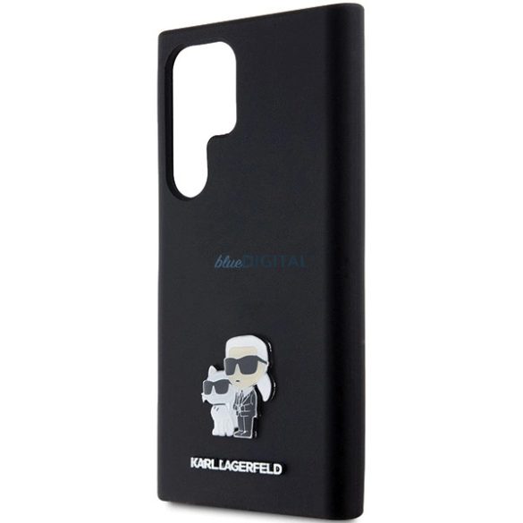 Karl Lagerfeld Silicone Karl&Choupette Metal Pin tok Samsung Galaxy S23 Ultra - fekete