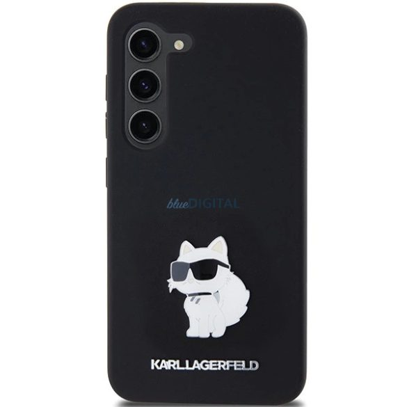 Karl Lagerfeld Silicone Choupette Metal Pin tok Samsung Galaxy S23 - fekete