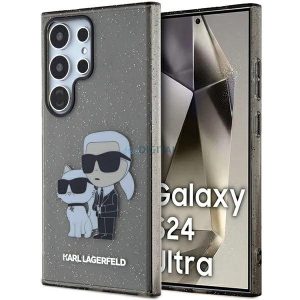 Karl Lagerfeld KLHCS24LHNKCTGK S24 Ultra S928 fekete keménytok Glitter Karl&Choupette