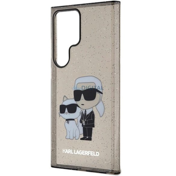 Karl Lagerfeld KLHCS24LHNKCTGK S24 Ultra S928 fekete keménytok Glitter Karl&Choupette