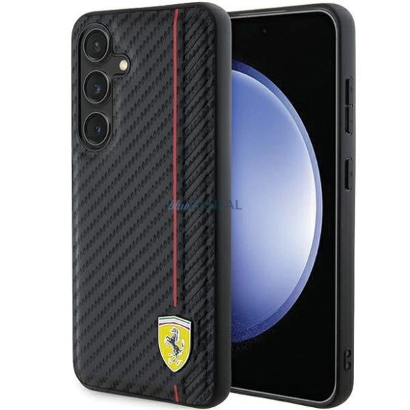 Ferrari Carbon Printed Line tok Samsung Galaxy S24 - fekete