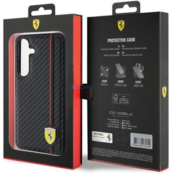 Ferrari Carbon Printed Line tok Samsung Galaxy S24 - fekete