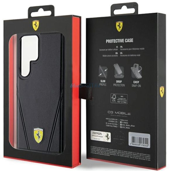 Ferrari Hot Stamp V Lines MagSafe kompatibilis tok Samsung Galaxy S24 Ultra - fekete