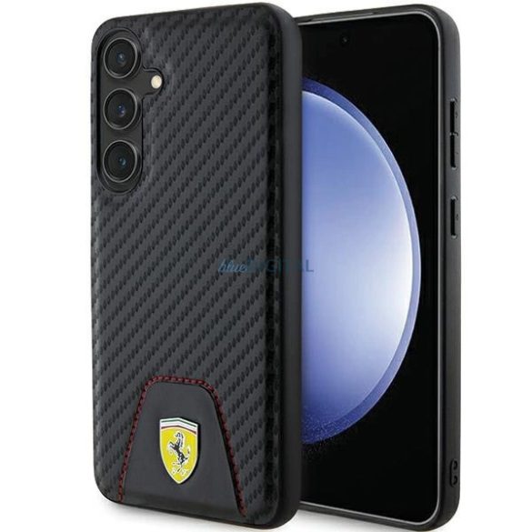 Ferrari Carbon Stitched Bottom tok Samsung Galaxy S24 Plus - fekete