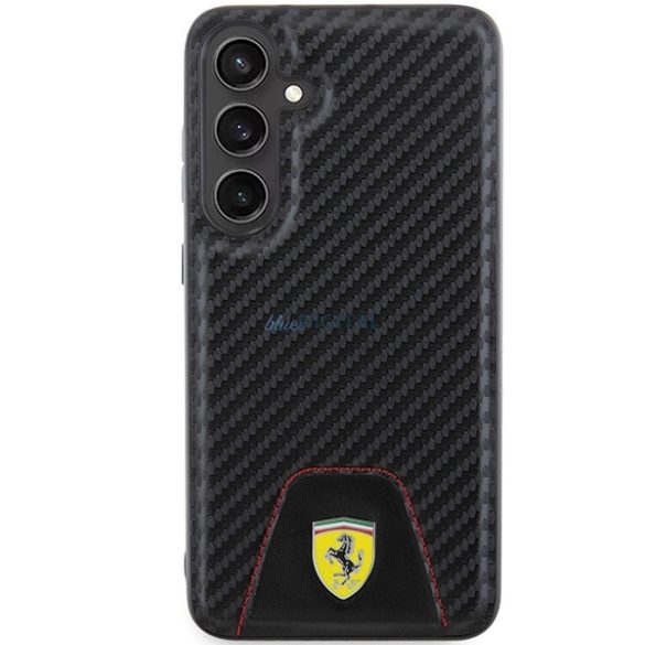 Ferrari Carbon Stitched Bottom tok Samsung Galaxy S24 Plus - fekete