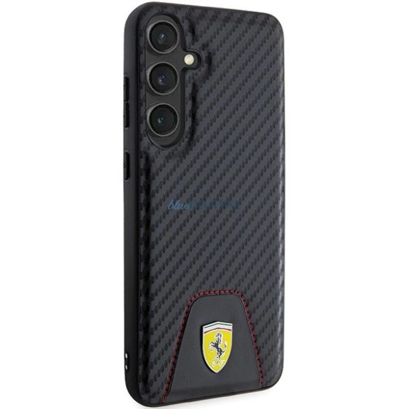 Ferrari Carbon Stitched Bottom tok Samsung Galaxy S24 Plus - fekete