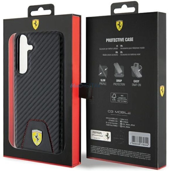 Ferrari Carbon Stitched Bottom tok Samsung Galaxy S24 Plus - fekete