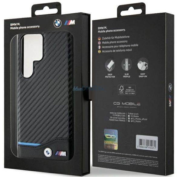 BMW BMHCS24L22NBCK Samsung S24 Ultra S928 fekete bőr Carbon tok