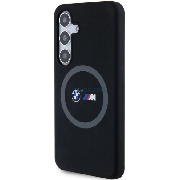 BMW M Szilikon nyomtatott gyűrűs MagSafe tok Samsung Galaxy S24 - fekete