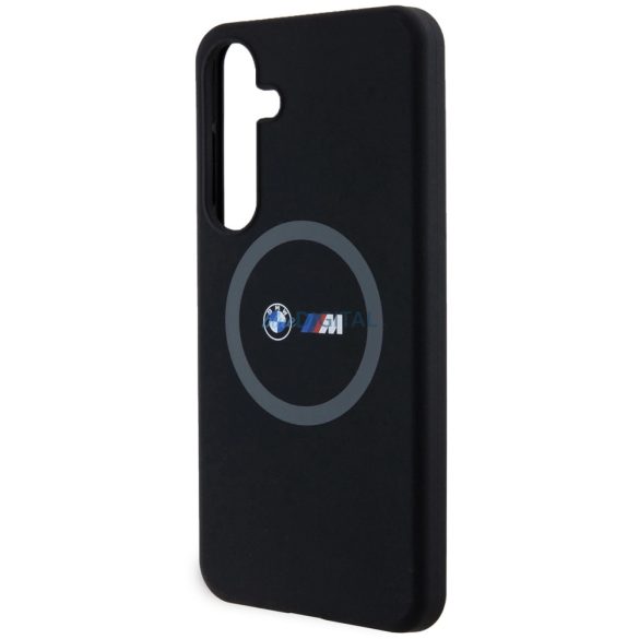 BMW M Szilikon nyomtatott gyűrűs MagSafe tok Samsung Galaxy S24 Plus - fekete