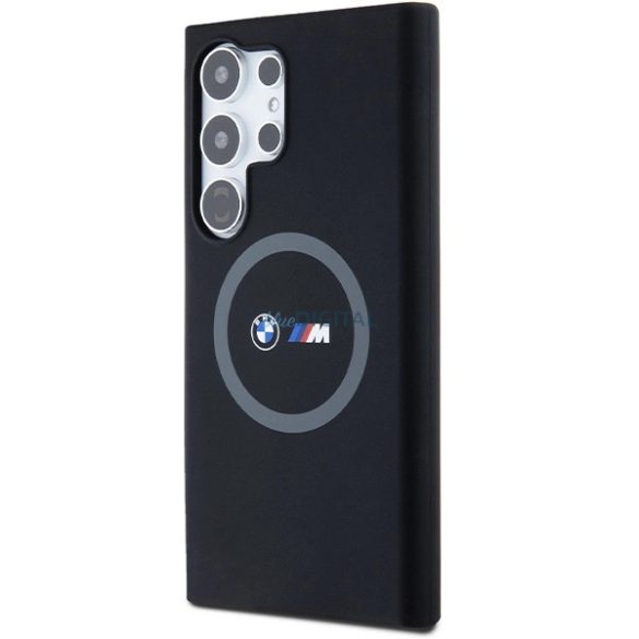 BMW M Szilikon nyomtatott gyűrűs MagSafe tok Samsung Galaxy S24 Ultra - fekete