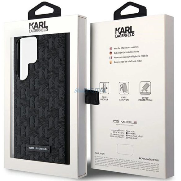 Karl Lagerfeld Saffiano Mono Metal Logo tok Samsung Galaxy S24 Ultra - fekete