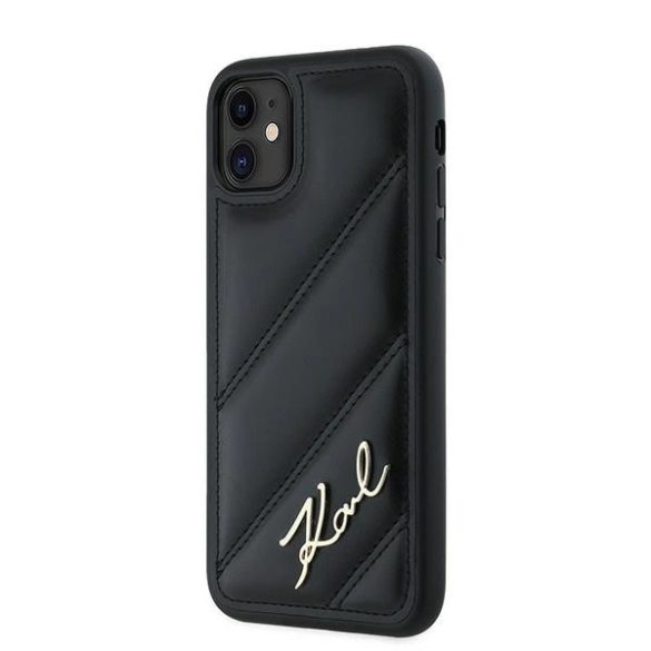 Karl Lagerfeld Diagonal Quilted Script tok iPhone 11 / Xr - fekete