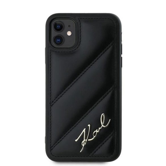 Karl Lagerfeld Diagonal Quilted Script tok iPhone 11 / Xr - fekete