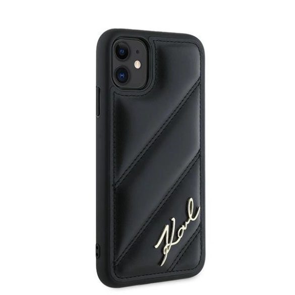 Karl Lagerfeld Diagonal Quilted Script tok iPhone 11 / Xr - fekete