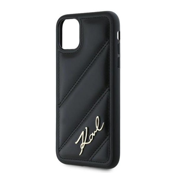 Karl Lagerfeld Diagonal Quilted Script tok iPhone 11 / Xr - fekete