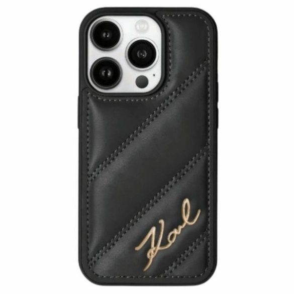 Karl Lagerfeld Diagonal Quilted Script tok iPhone 14/15/13 - fekete