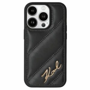 Karl Lagerfeld Diagonal Quilted Script tok iPhone 14 Pro Max - fekete