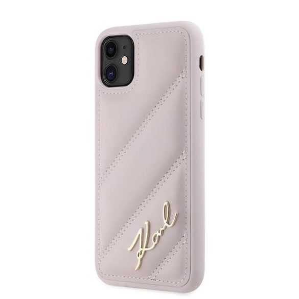 Karl Lagerfeld Diagonal Quilted Script tok iPhone 11 / Xr - rózsaszín