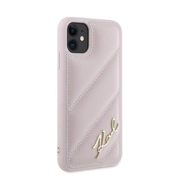 Karl Lagerfeld Diagonal Quilted Script tok iPhone 11 / Xr - rózsaszín