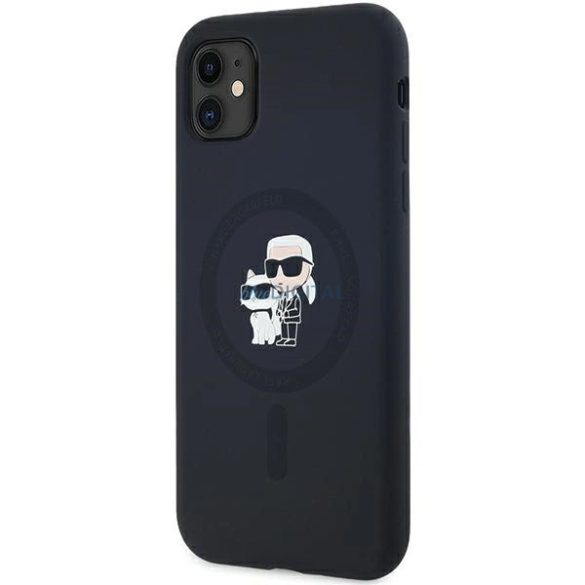 Karl Lagerfeld Silicone Karl&Choupette MagSafe-kompatibilis tok iPhone 11 / Xr - fekete