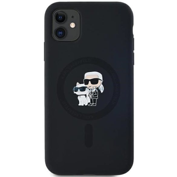 Karl Lagerfeld Silicone Karl&Choupette MagSafe-kompatibilis tok iPhone 11 / Xr - fekete