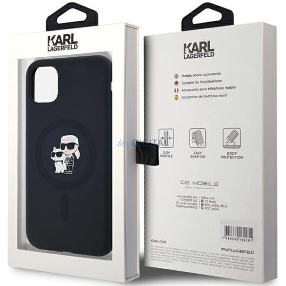 Karl Lagerfeld Silicone Karl&Choupette MagSafe-kompatibilis tok iPhone 11 / Xr - fekete