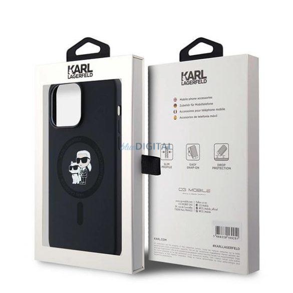 Karl Lagerfeld Silicone Karl&Choupette MagSafe-kompatibilis tok iPhone 14 Pro - fekete