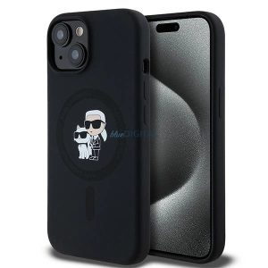 Karl Lagerfeld Silicone Karl&Choupette MagSafe-kompatibilis tok iPhone 15 Plus / 14 Plus - fekete