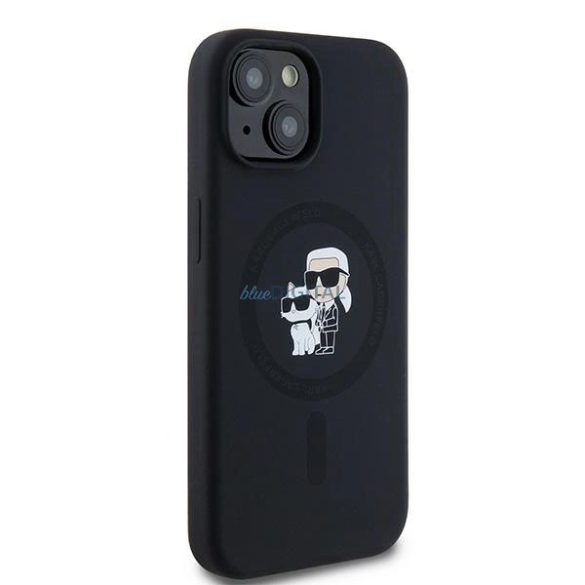 Karl Lagerfeld Silicone Karl&Choupette MagSafe-kompatibilis tok iPhone 15 Plus / 14 Plus - fekete