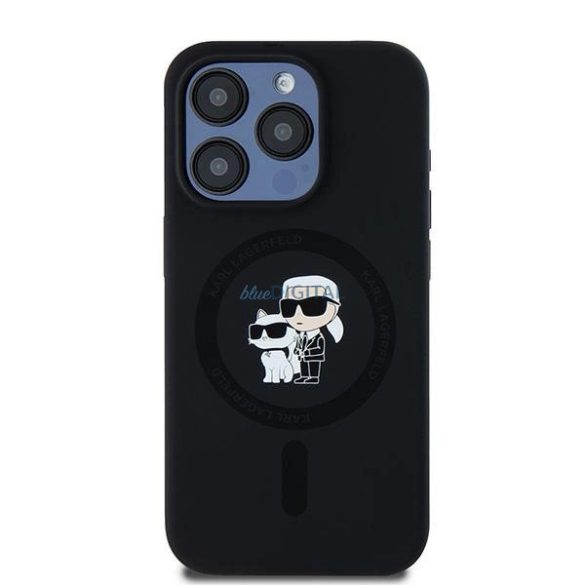 Karl Lagerfeld Silicone Karl & Choupette Ring MagSafe MagSafe-kompatibilis tok iPhone 15 Pro - fekete