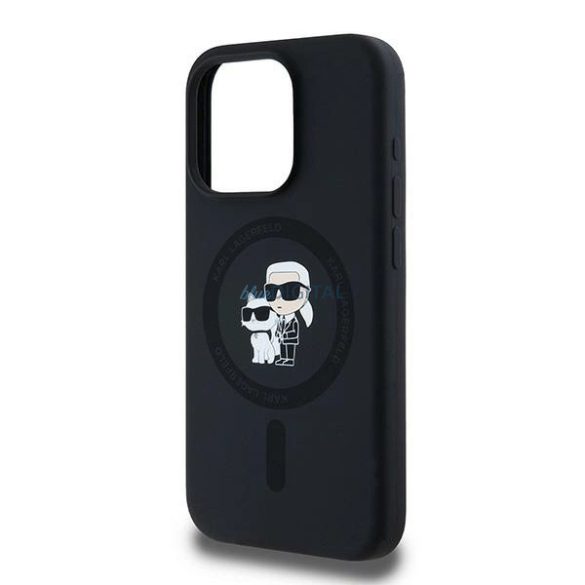 Karl Lagerfeld Silicone Karl & Choupette Ring MagSafe MagSafe-kompatibilis tok iPhone 15 Pro - fekete