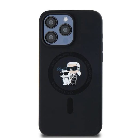 Karl Lagerfeld Silicone Karl&Choupette Ring MagSafe-kompatibilis tok iPhone 15 Pro Max - fekete