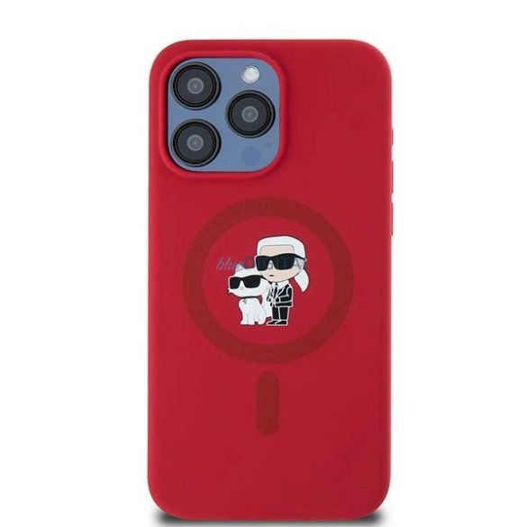 Karl Lagerfeld Silicone Karl&Choupette Ring MagSafe-kompatibilis tok iPhone 15 Pro Max - piros