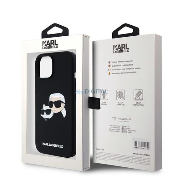 Karl Lagerfeld Silicone Karl&Choupette MagSafe-kompatibilis tok iPhone 15 - fekete