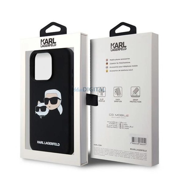 Karl Lagerfeld Silicone Karl & Choupette Head MagSafe MagSafe-kompatibilis tok iPhone 15 Pro - fekete